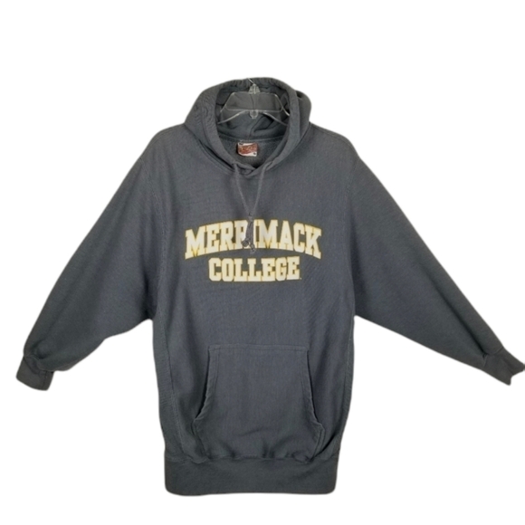 Merrimack College Hoodie Sweatshirt Vintage MV Pro Weave Mens Small Gray Graphic - Picture 1 of 9